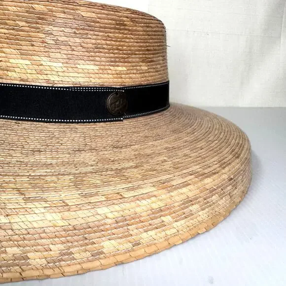 TULA Woven Palm Sun Hat Summer Beach Coastal Grandma Made in Mexico Neutral - Picture 4 of 10